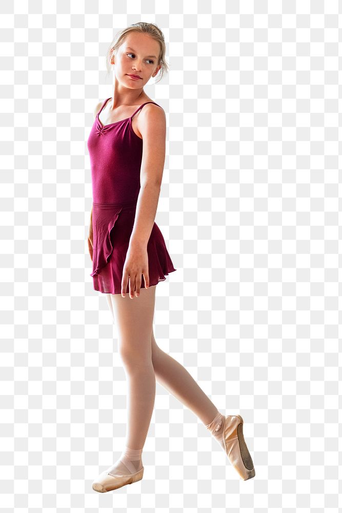 Young ballerina png, blond girl in purple skirted leotard