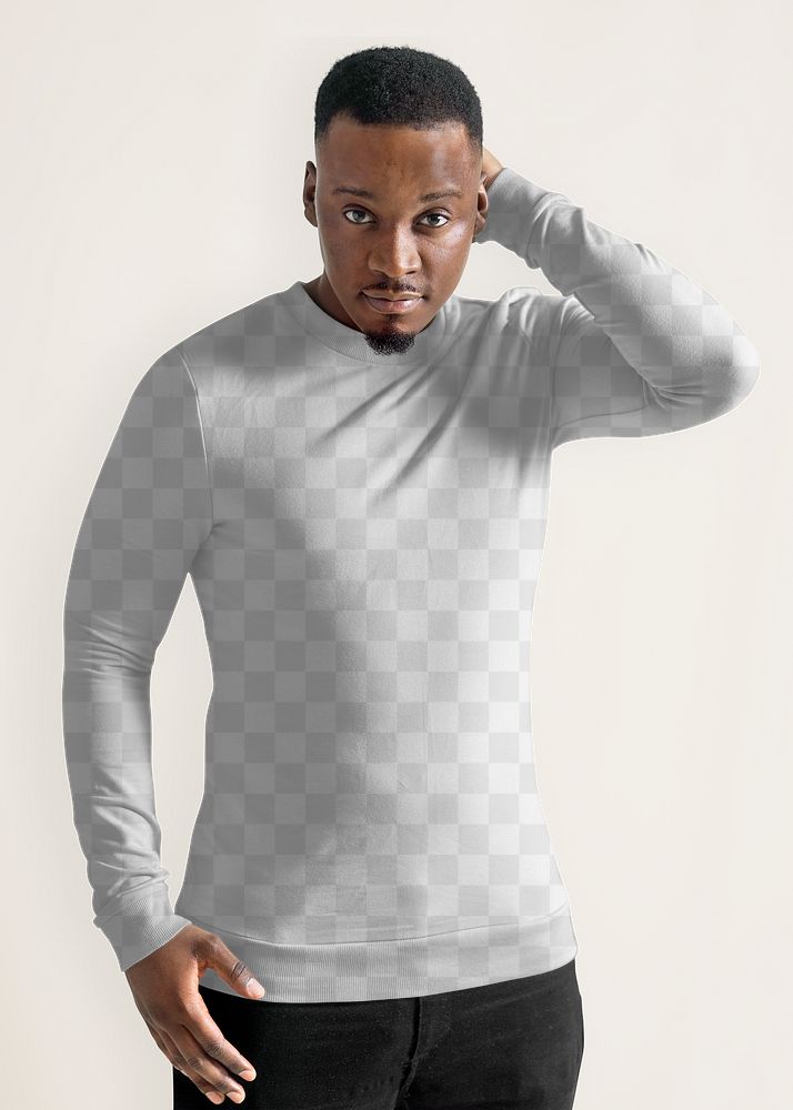 PNG men's long sleeve mockup transparent, autumn apparel fashion design