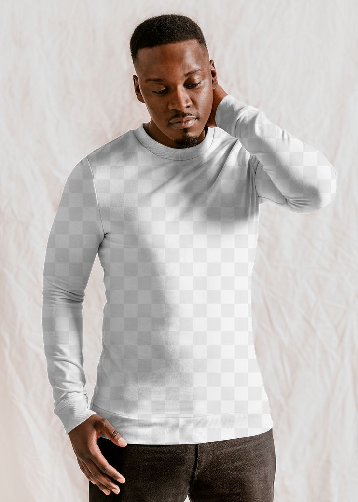 PNG long sleeve mockup transparent, men's autumn apparel fashion design