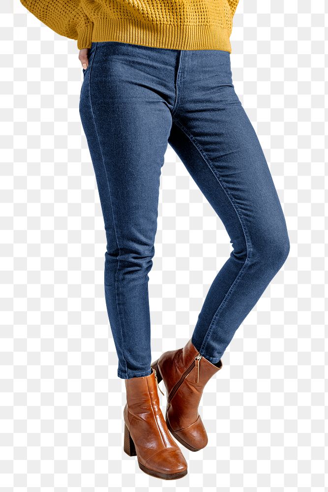 PNG woman in jeans, half body element