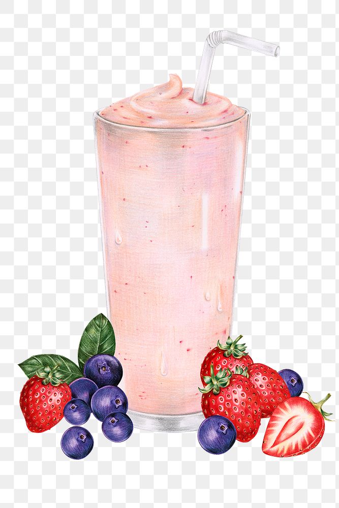 Fresh mixed berries smoothie png drawing illustration