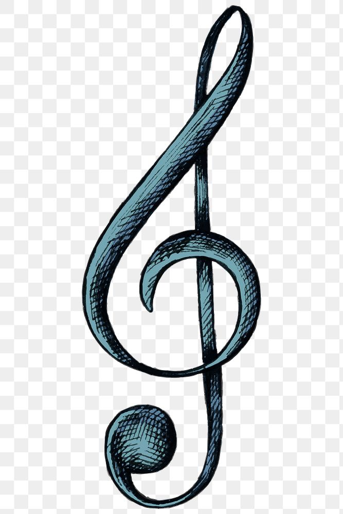 Treble clef note clipart png blue
