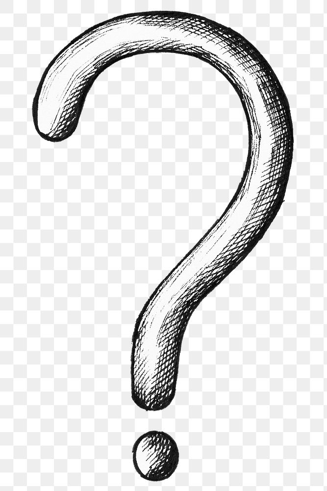 Question mark cartoon clipart png black and white