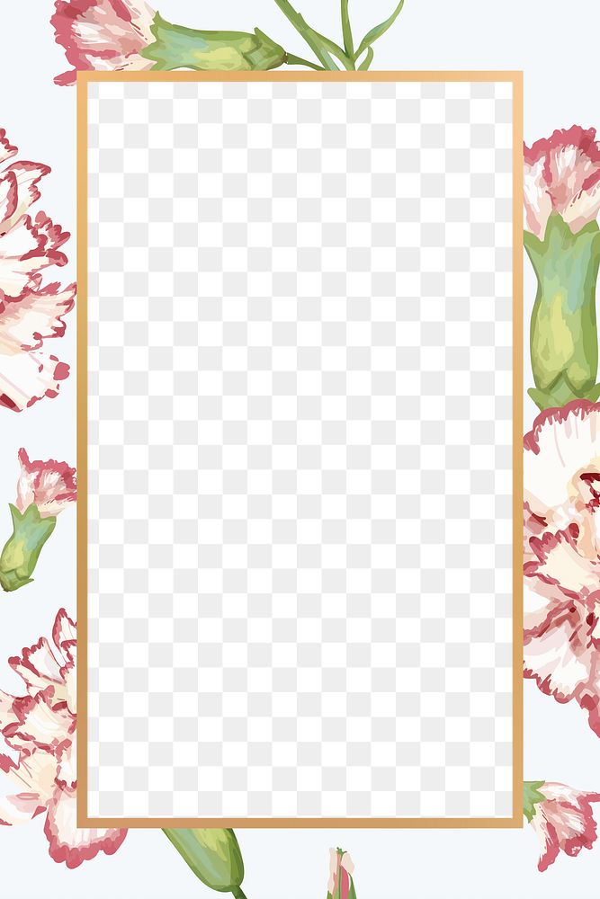 Gold rectangle carnation flower frame design element