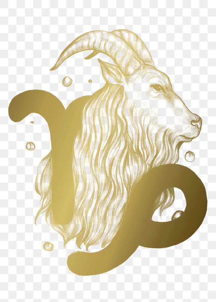 Capricorn PNGastrological sign sticker gold horoscope symbol
