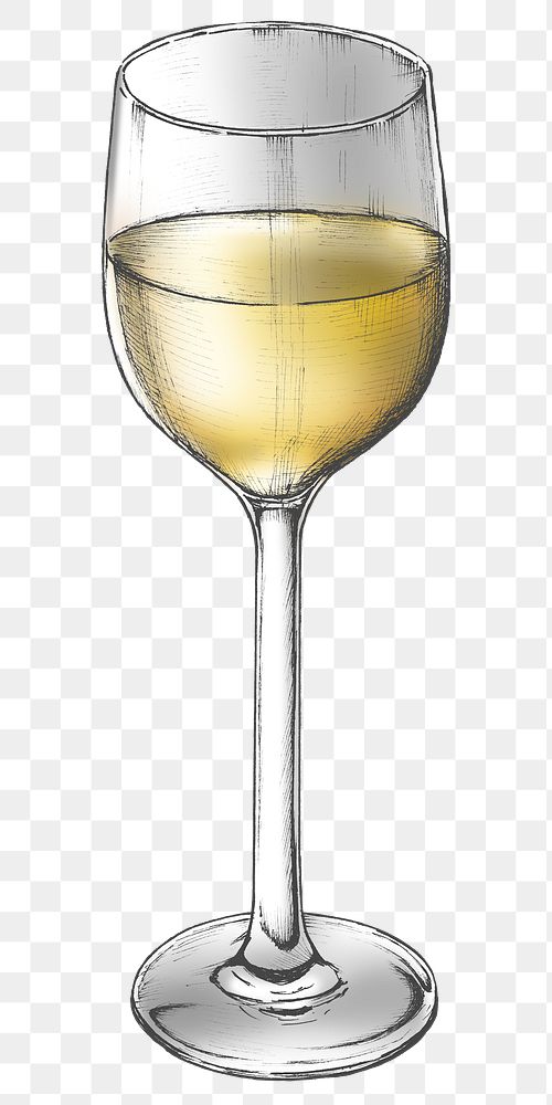 Glass of white wine png isolated 