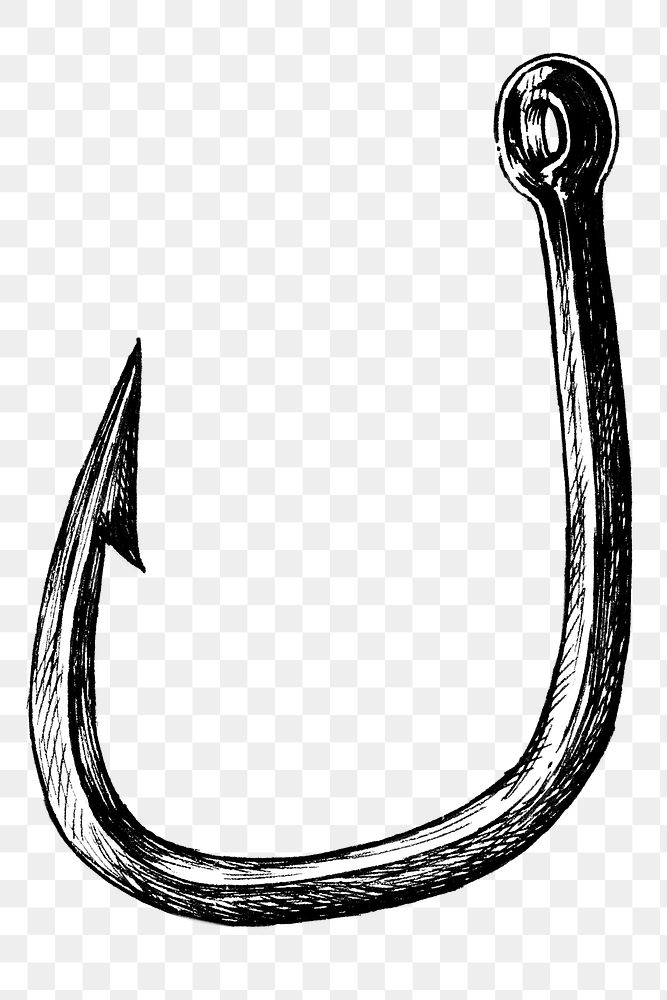 Black and white png fish hook