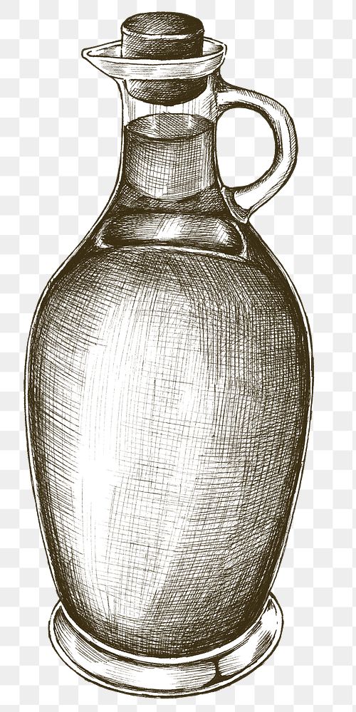 Black and white png pitcher of olive oil