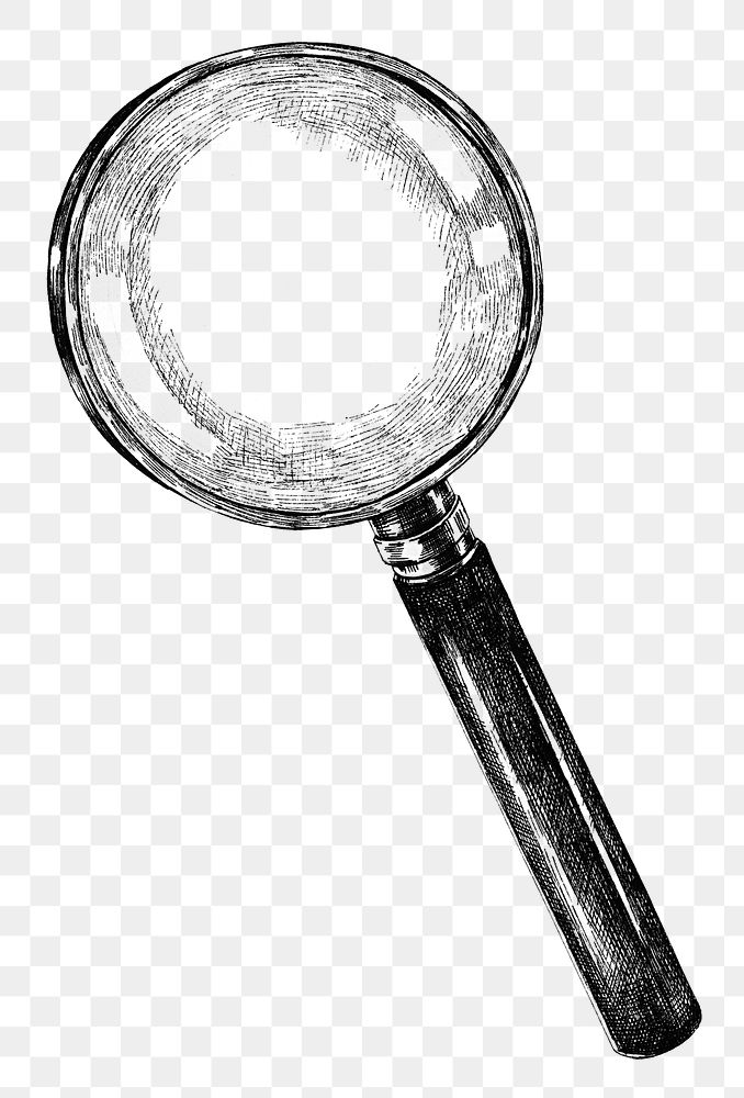 Hand drawn vintage magnifying glass transparent png