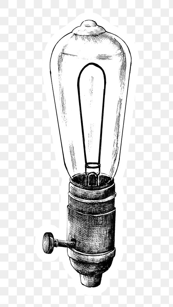 Hand drawn retro light bulb sticker design element