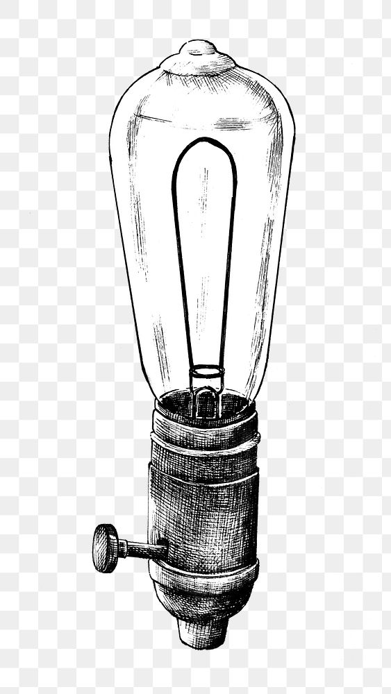 Hand drawn retro light bulb design element