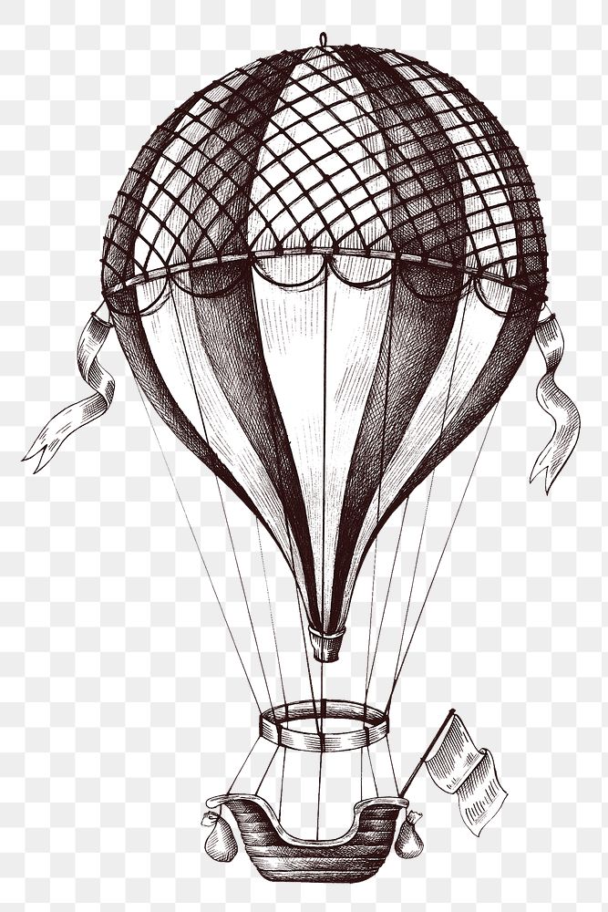 Hand drawn hot air balloon design element