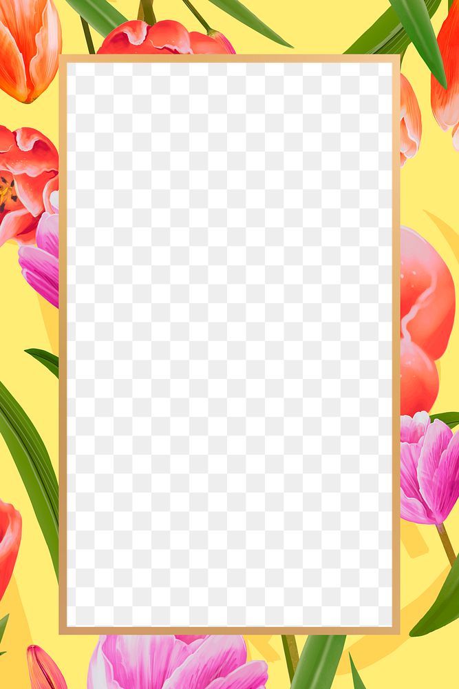 Gold rectangle tulip flower design element