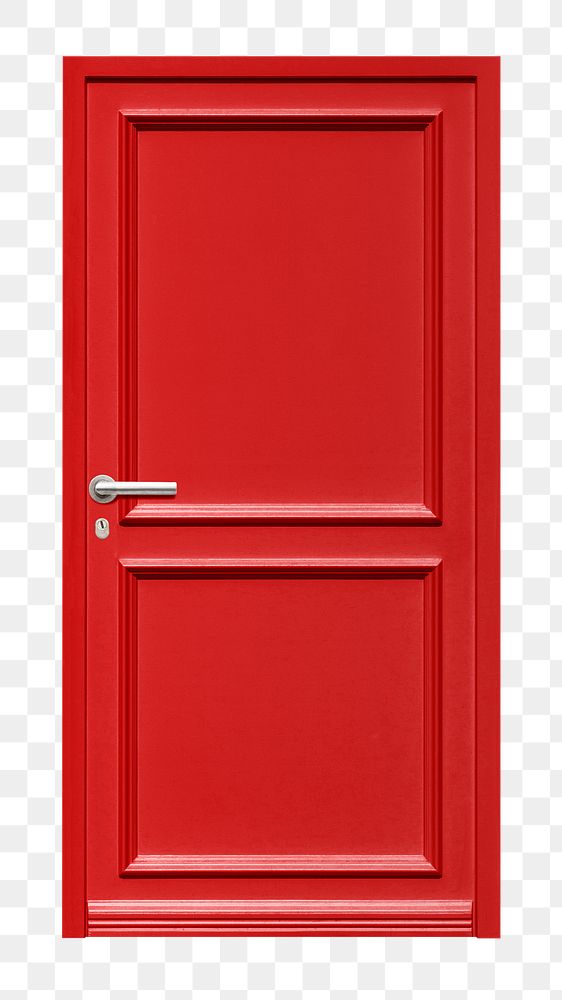 Red panel png door sticker, modern architecture image on transparent background