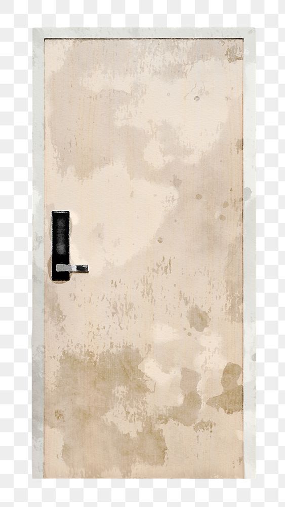 Wooden flush door png clipart, watercolor interior illustration