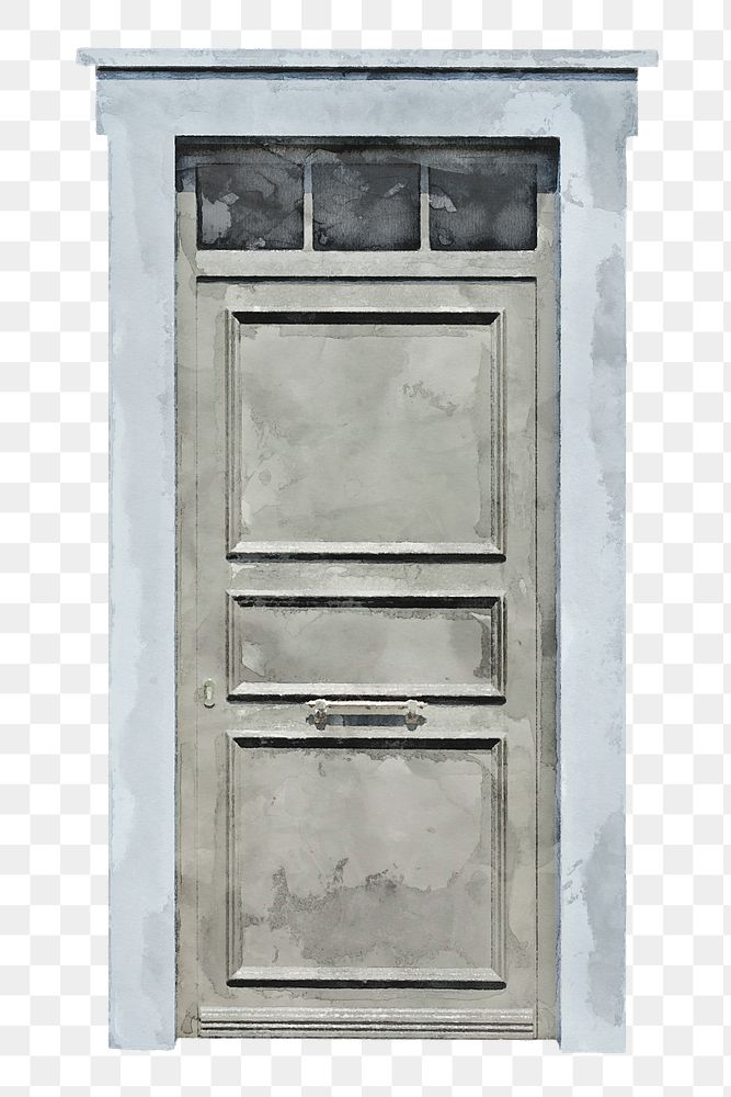 Watercolor door png clipart, modern house entrance illustration