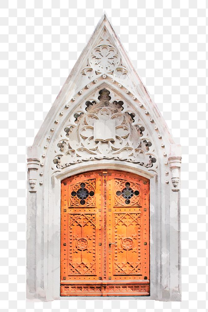 Gothic door png clipart, church exterior design