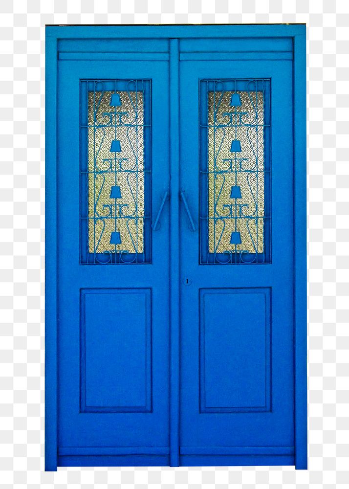 Blue French door png clipart, interior design