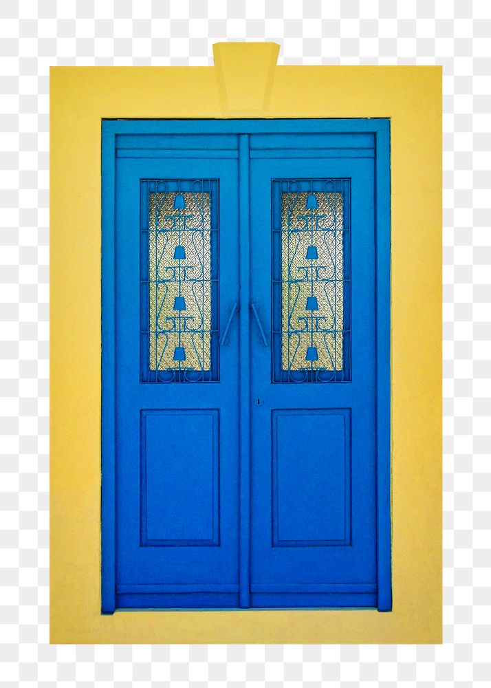 Blue French door png clipart, house exterior design