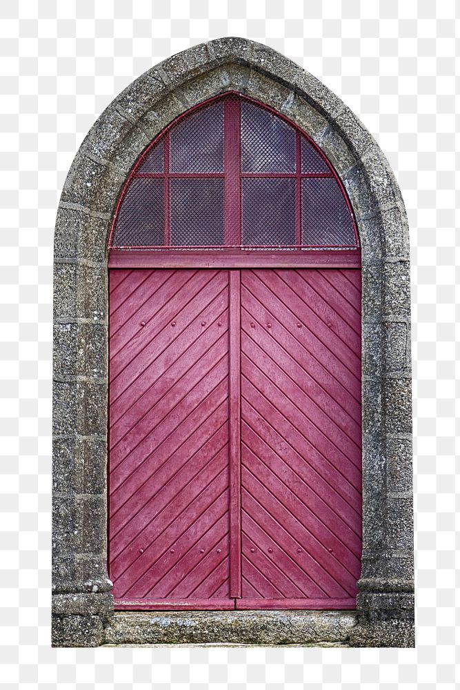 Arched church door png clipart, wooden exterior design