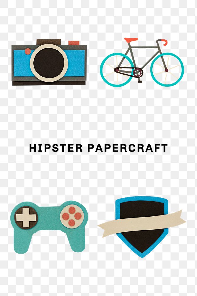 Hipster paper craft set design element