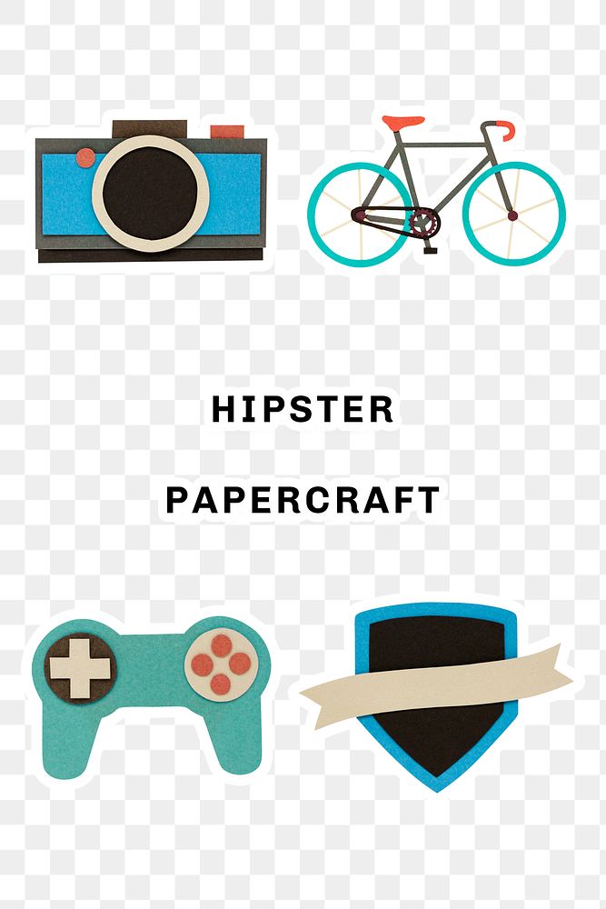 Hipster paper craft sticker set design element