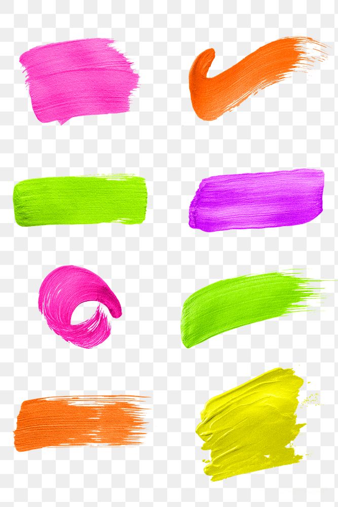 Festive shimmery neon paint brush stroke texture background set