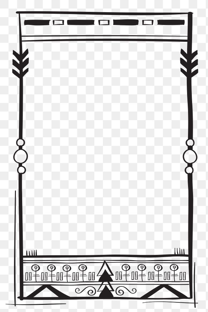 Png hand-drawn doodle style tribal frame