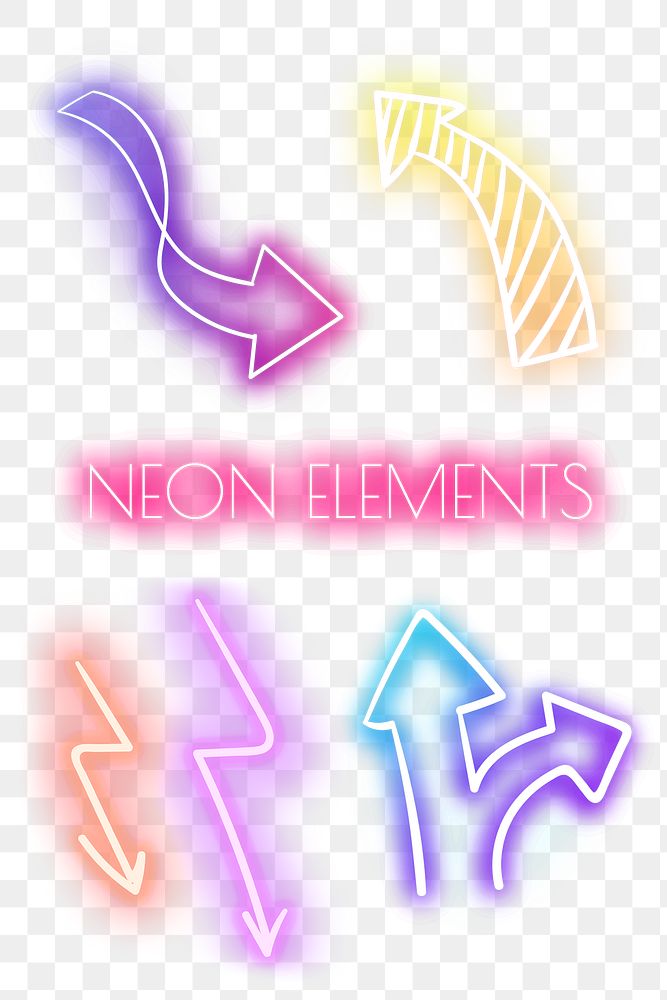 Neon arrows sign set design element