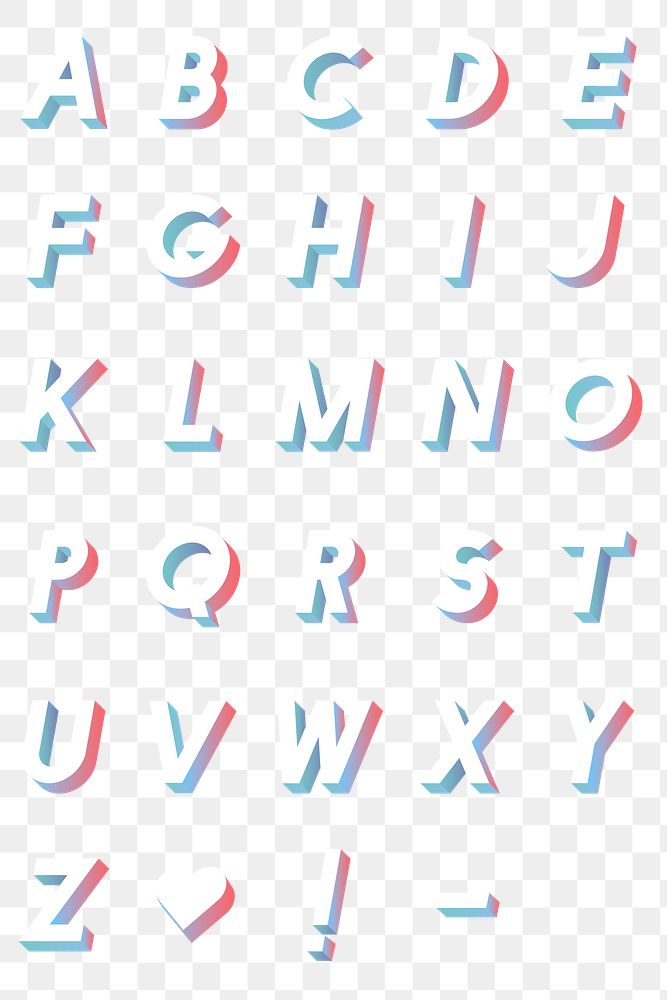Png 3D Isometric alphabet typography set