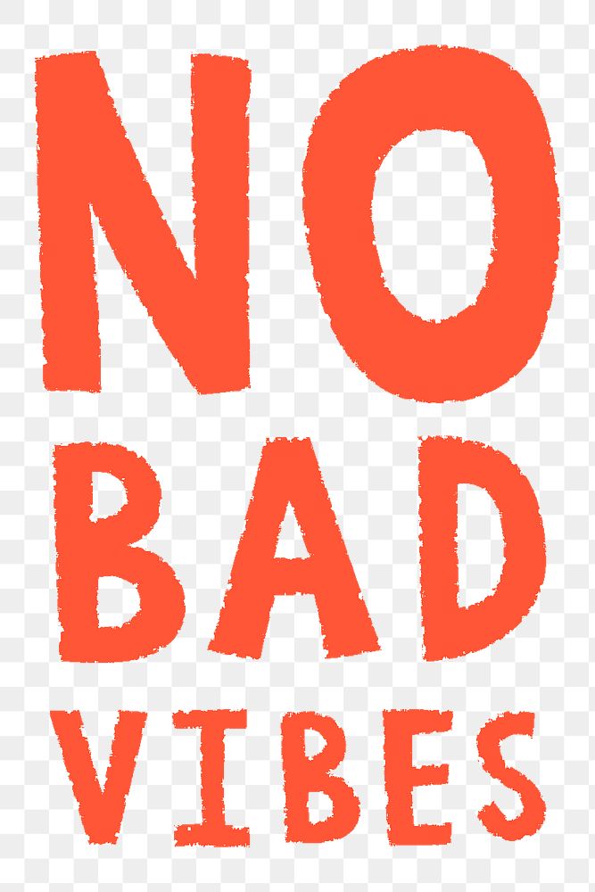 Red no bad vibes doodle typography design element