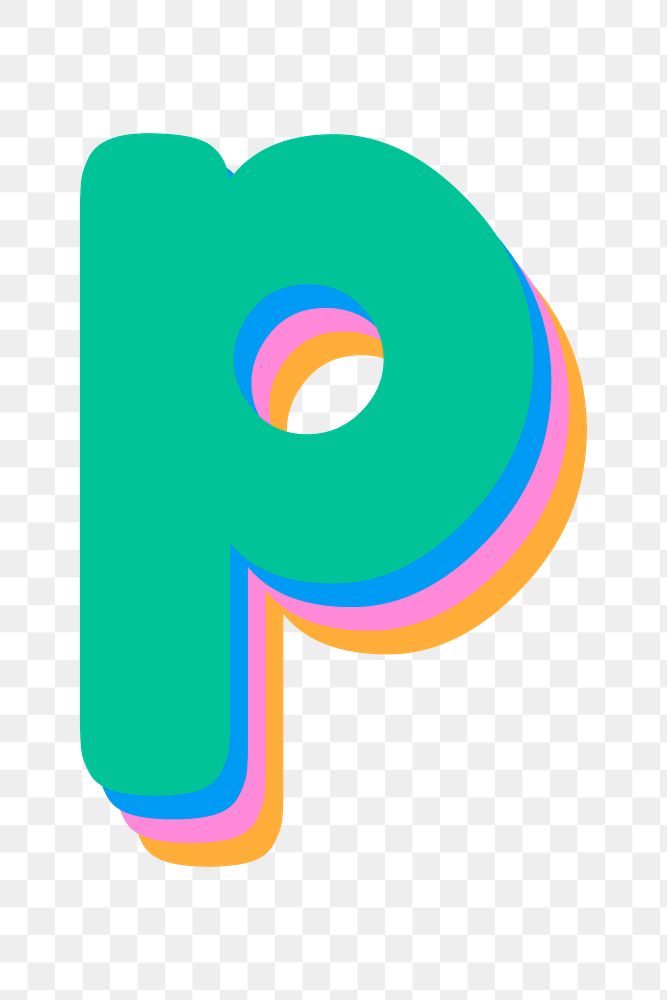 Png 3D shade p alphabet font