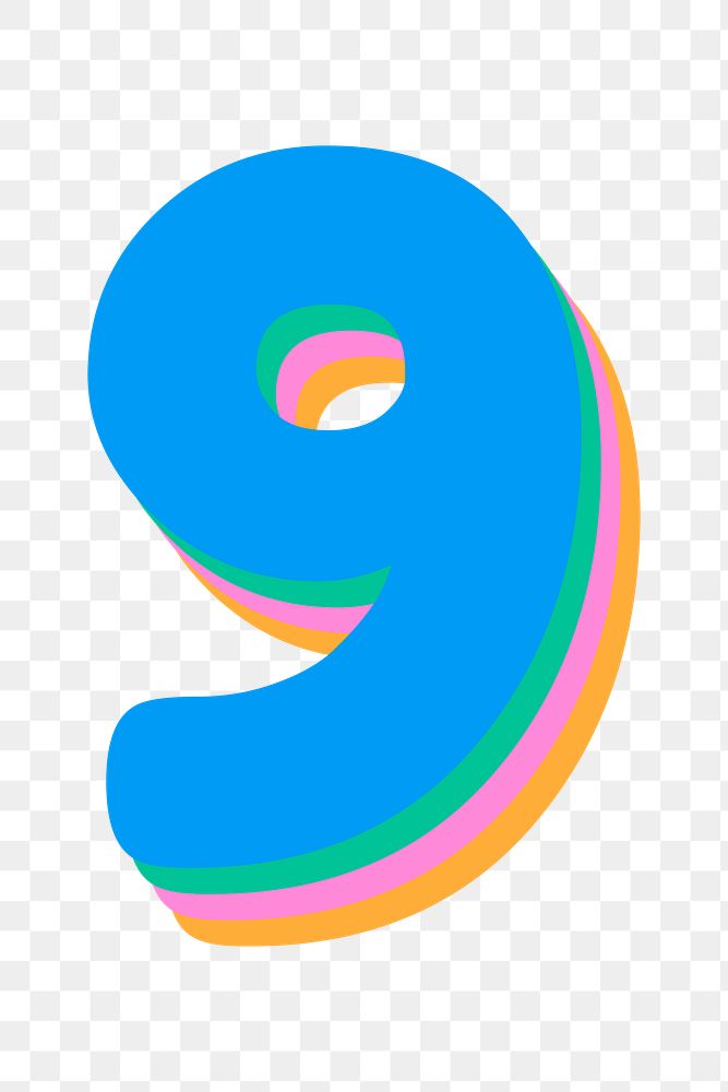Number 9 rounded font png
