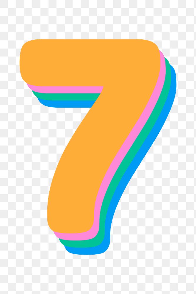 Rounded number 7 typography png
