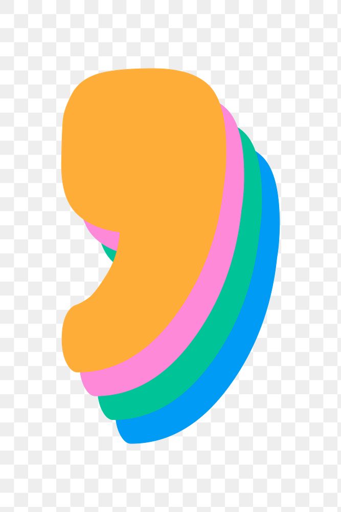 Png colorful comma 3d font | Premium PNG Sticker - rawpixel