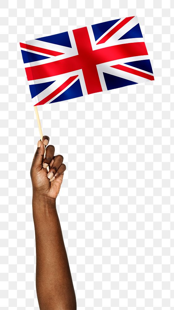 United Kingdom's flag png in black hand sticker on transparent background