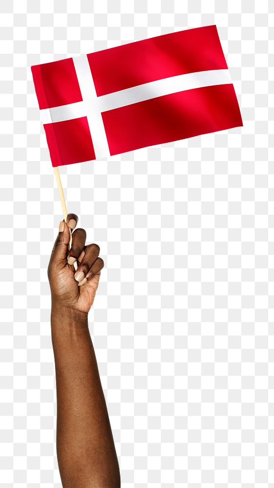 Denmark's flag png in black hand sticker on transparent background