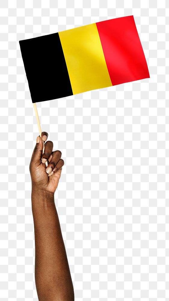 Belgium's flag png in black hand sticker on transparent background