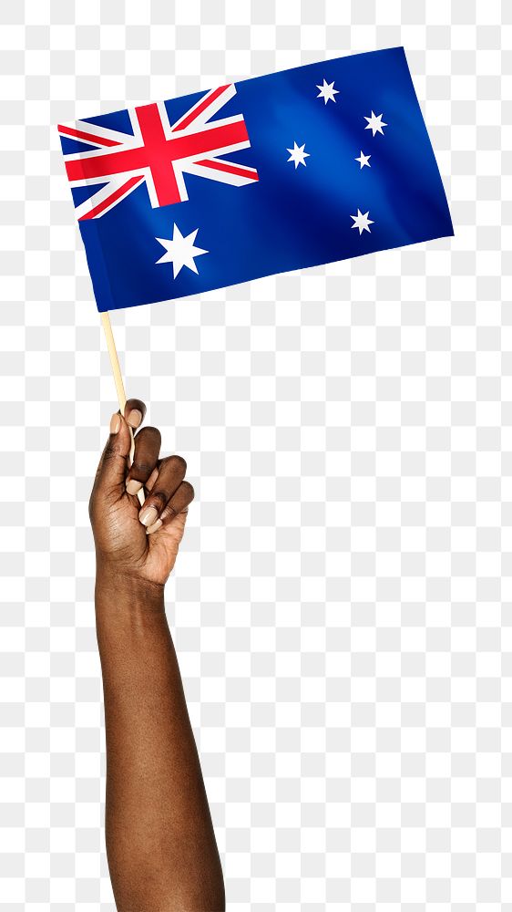 Australia's flag png in black hand sticker on transparent background
