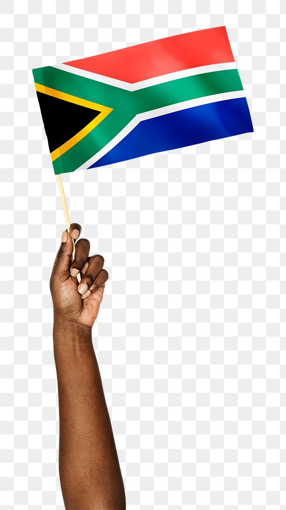 South Africa's flag png in black hand sticker on transparent background