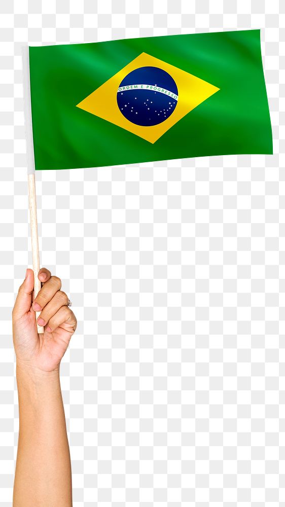 Png Brazil's flag, tattooed hand sticker, national symbol, transparent background