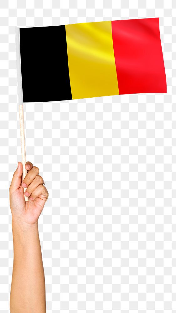 Belgium's flag png in hand sticker on transparent background