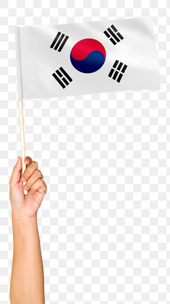 South Korea's flag png in hand sticker on transparent background