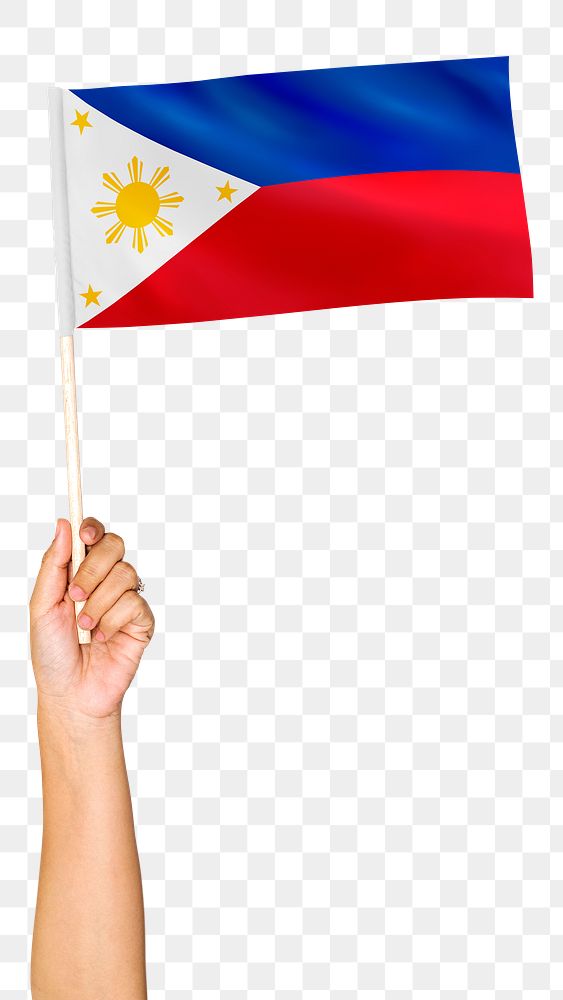 Png the Philippines's flag in hand sticker on transparent background