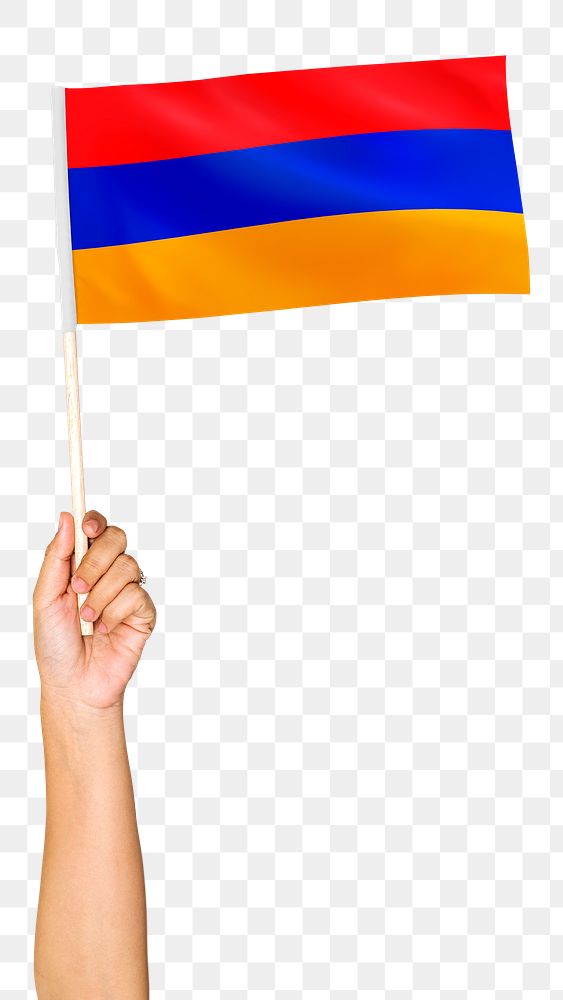 Armenia's flag png in hand sticker on transparent background
