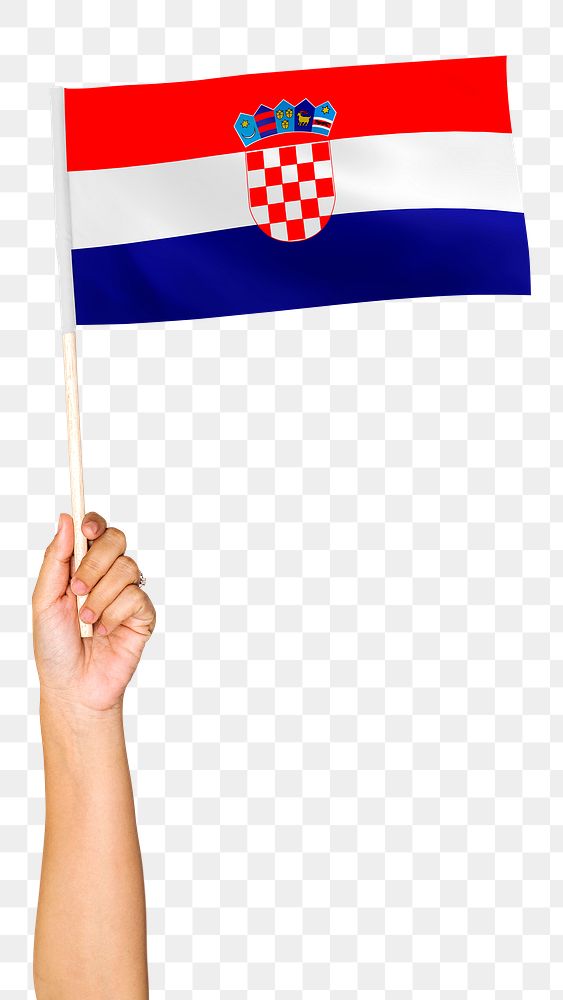 Croatia's flag png in hand sticker on transparent background