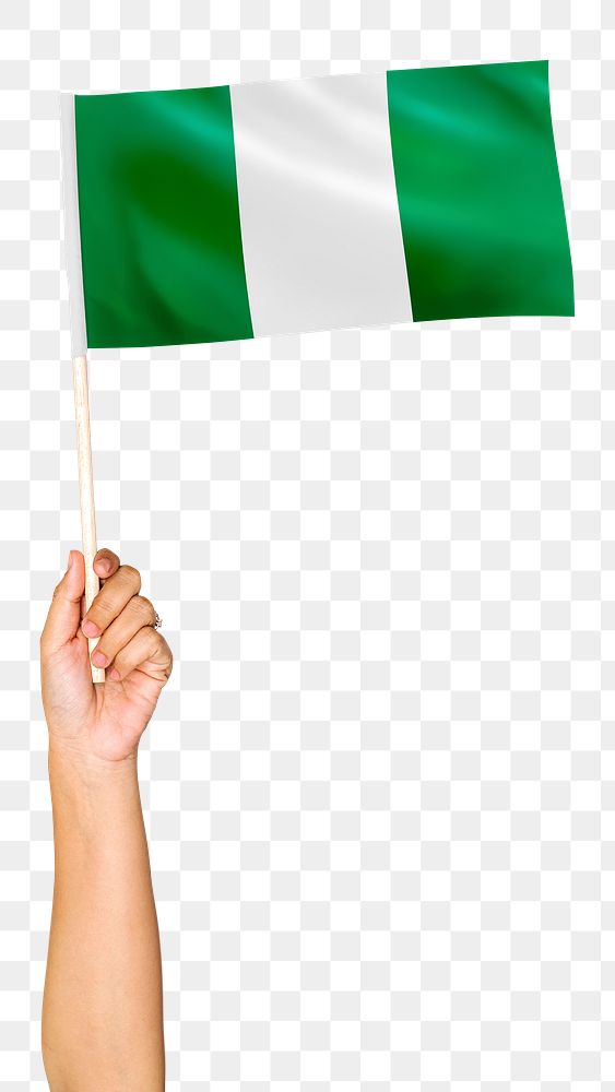 Nigeria's flag png in hand sticker on transparent background