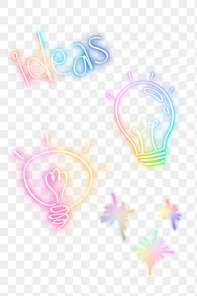 Rainbow neon ideas pngglow doodle collection