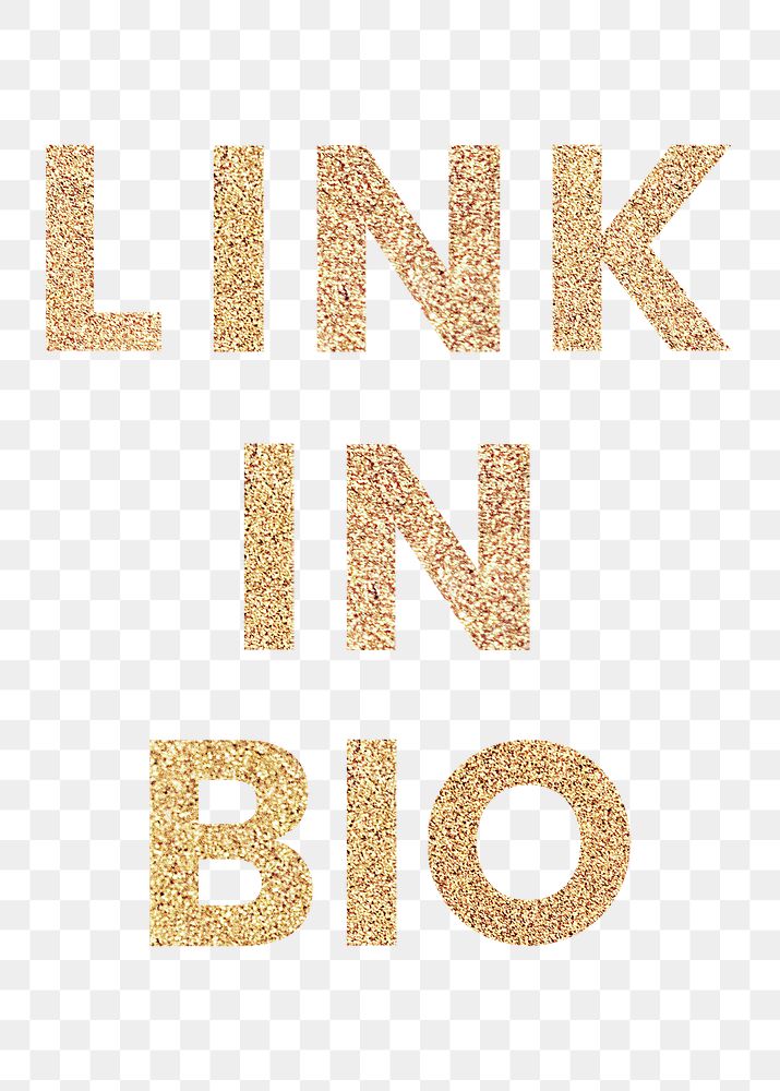 Glittery link in bio typography design element