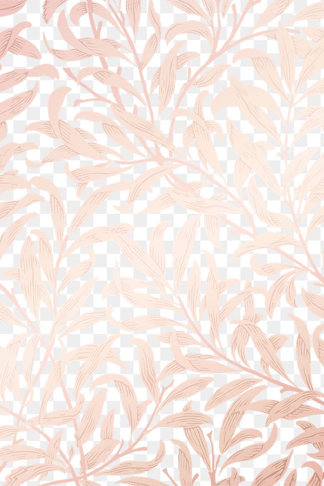 Pink leaf png background, vintage pattern in aesthetic design, remix from artwork by William Morris